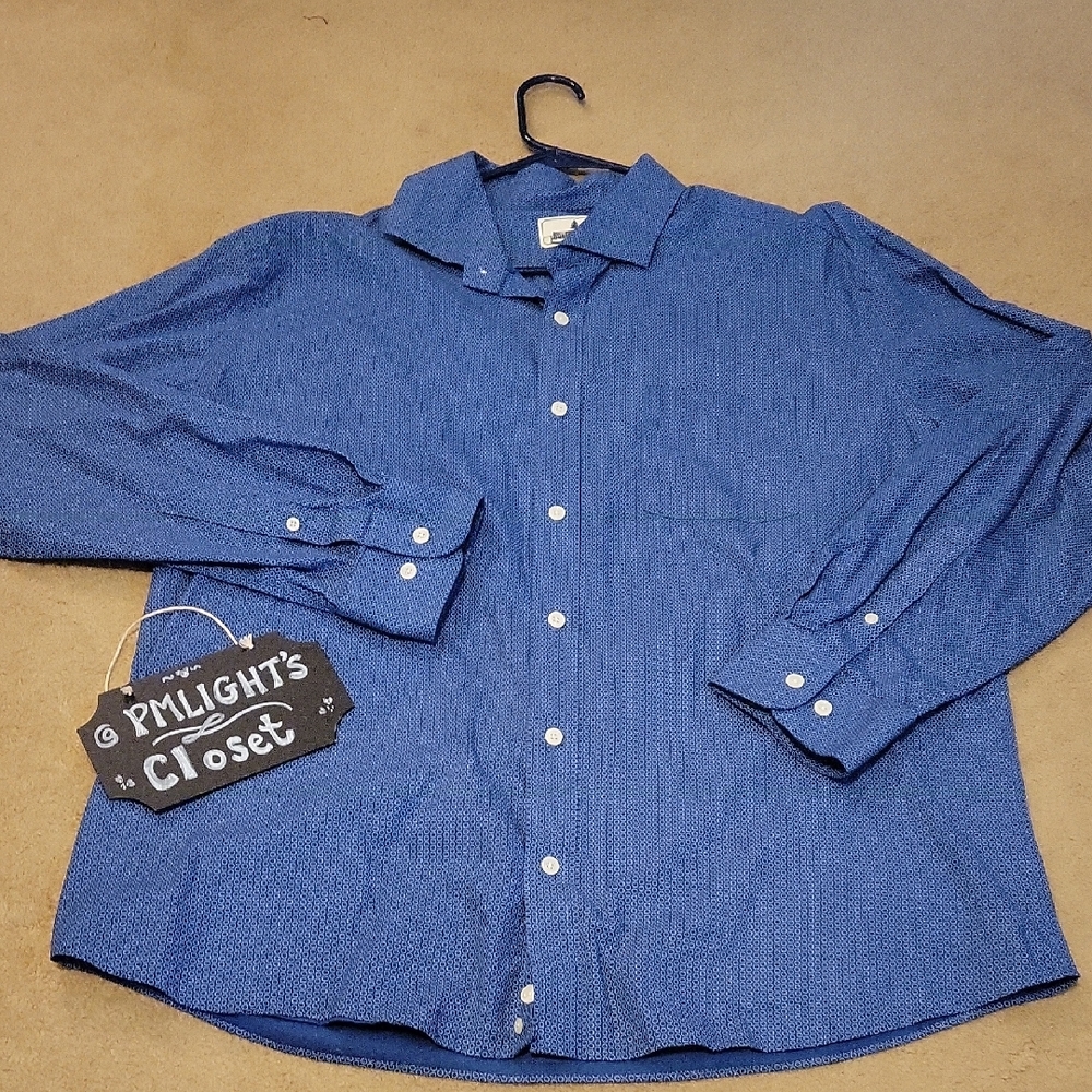 Southern Pines Blue Casual Button Down Shirt White Circles XL